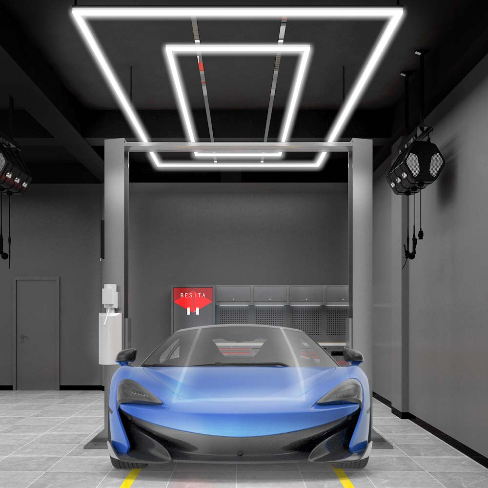 2 Rectangular Ceiling LED Car Garage Light - Cool White