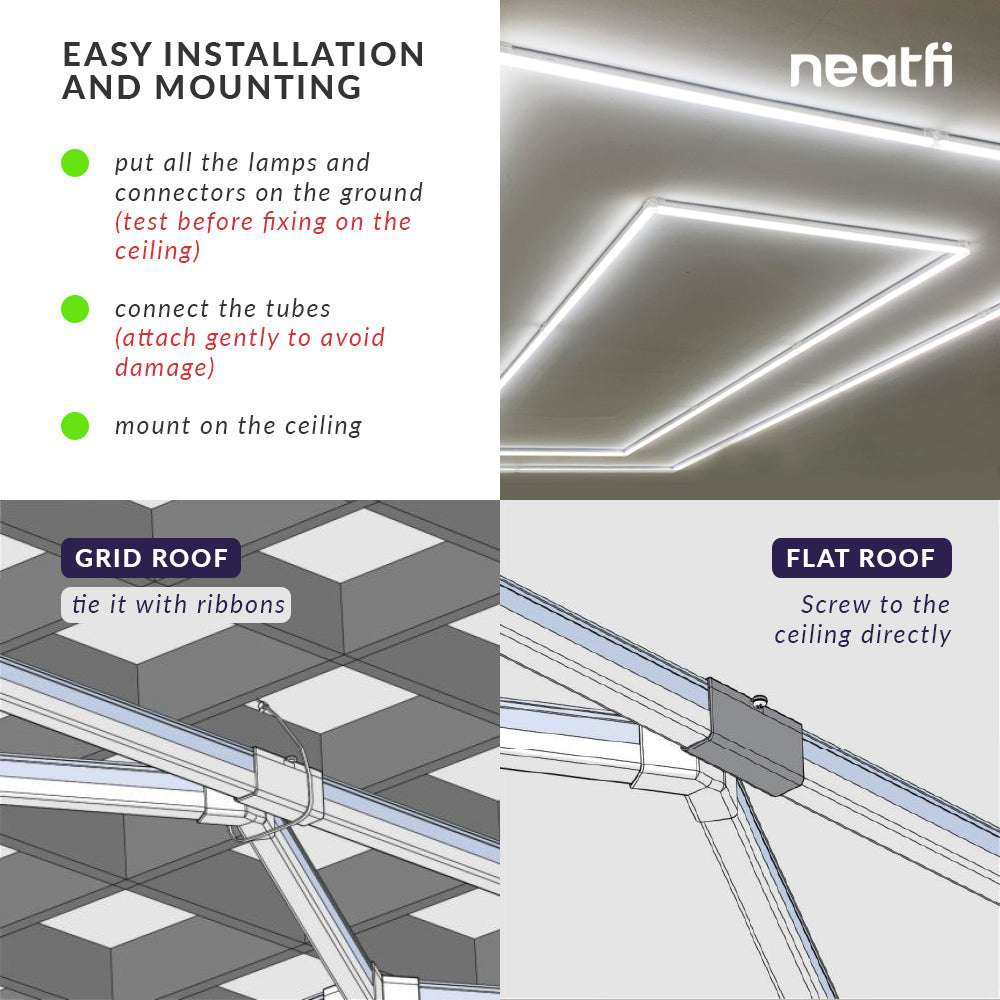 2 Rectangular Ceiling LED Car Garage Light - Cool White