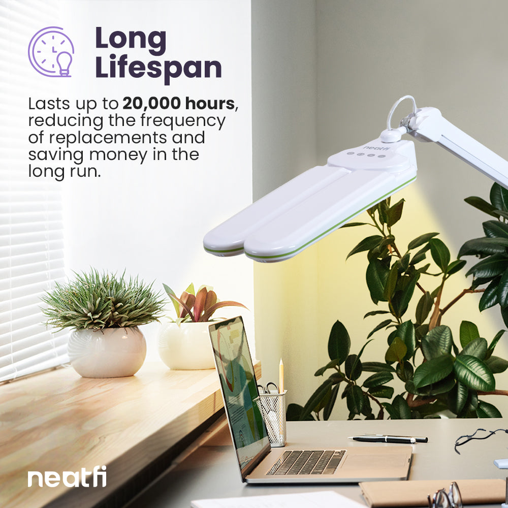 17” LED Desk Lamp with Clamp – Wide Shade Elite HD XL, 3 Adjustable Light Modes – Green Ring