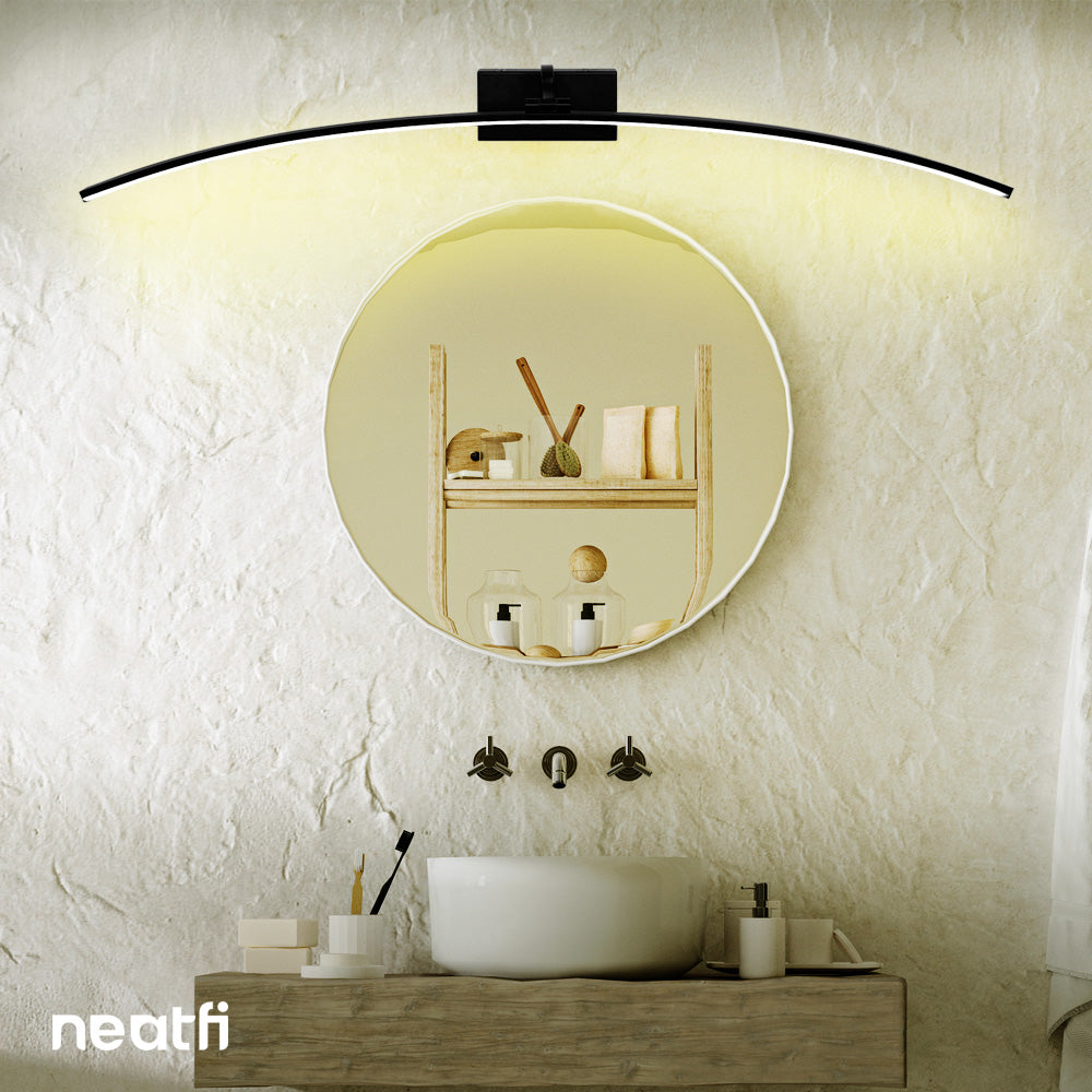 47" Modern Vanity Light, RGB Light, Curve Design - Black