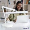 22” Wide Shade XL 2,500 Lumens LED Desk Lamp with Base, Dimmable Computer Light, Adjustable Desk Light for Home, Office, Crafts, Nails & Hobbies - White
