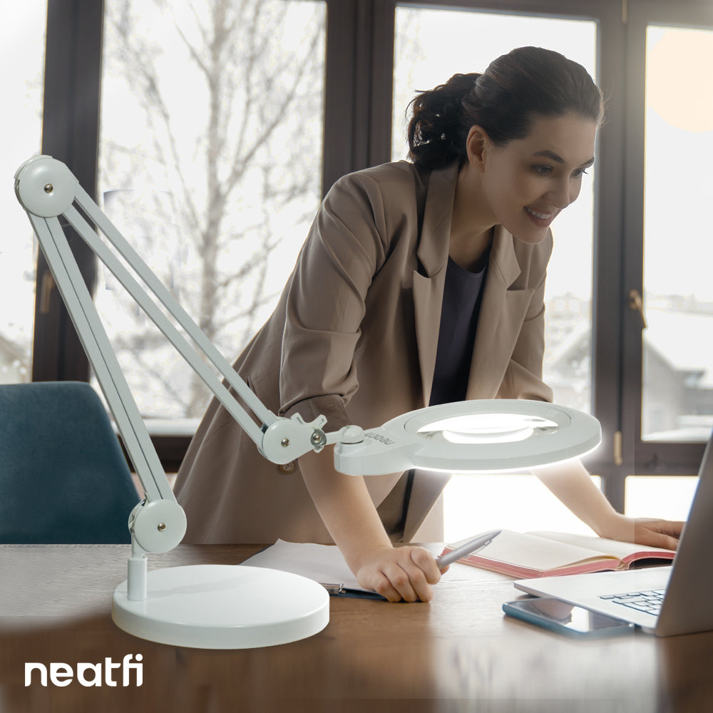 9.84-inch Diameter Round Weighted Base, Compatible with Desk Lamps & Magnifying Lamps – White