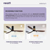 52-inch Retro Ceiling Fan with Light, 3 Solid Wood Blades, 3 Light Modes - Dark Wood