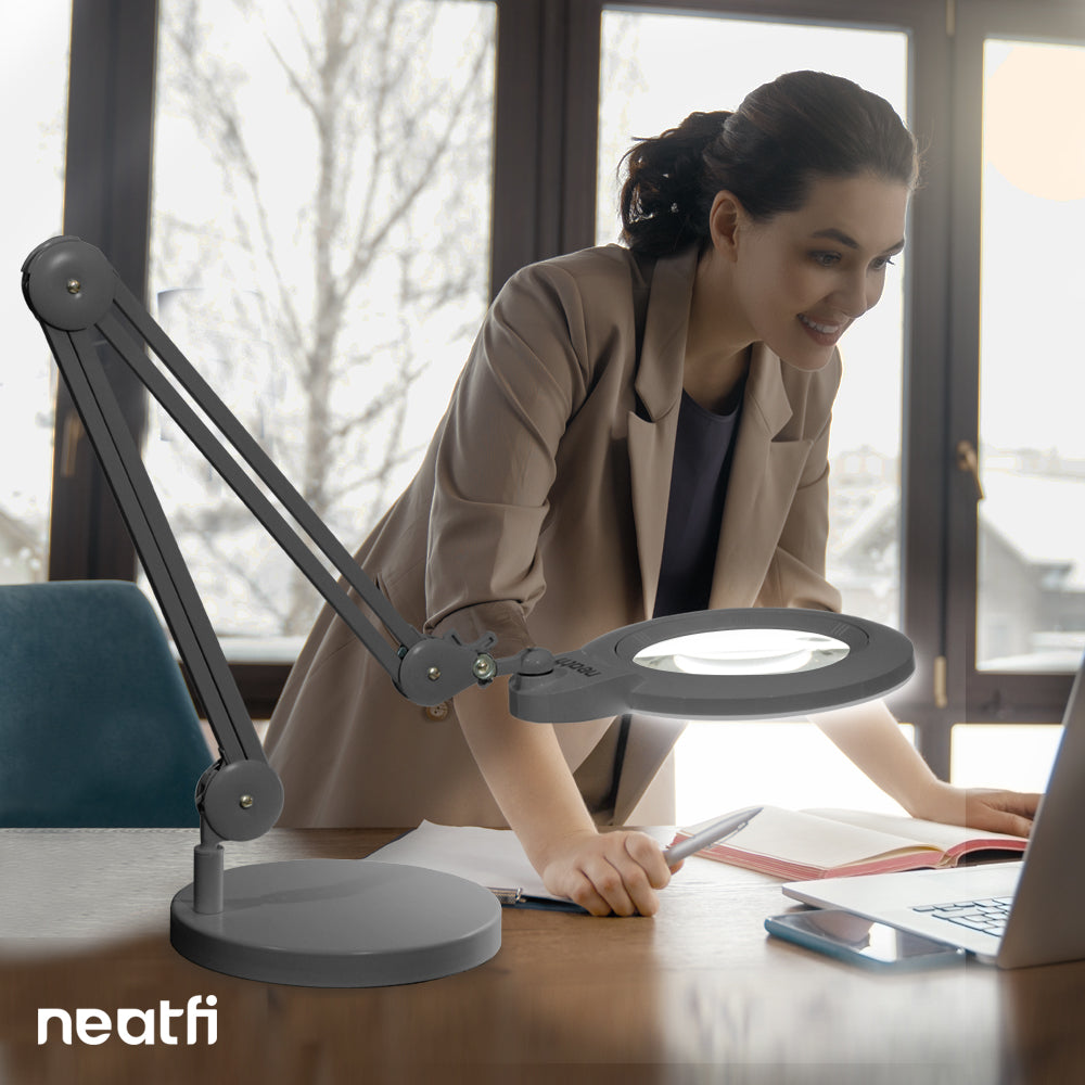 9.84-inch Diameter Round Weighted Base, Compatible with Desk Lamps & Magnifying Lamps – Silver