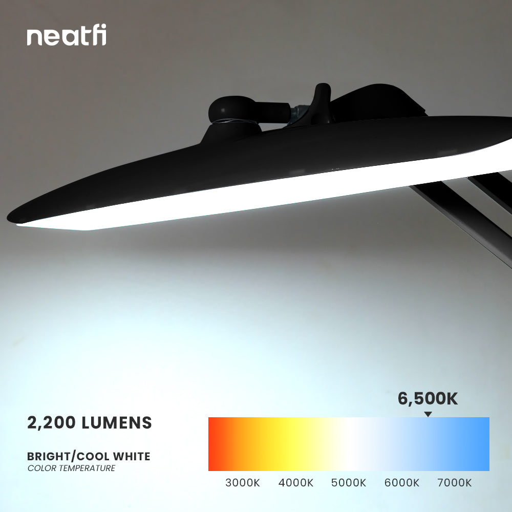 20” Wide Shade XL LED Desk Lamp with Clamp – 2,200 Lumens, Dimmable, Adjustable for Home, Office, Crafts, Nails & Hobbies – Black
