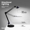 20” Wide Shade XL LED Desk Lamp with Base – 2,200 Lumens, Dimmable, Adjustable for Home, Office, Crafts, Nails & Hobbies – Black