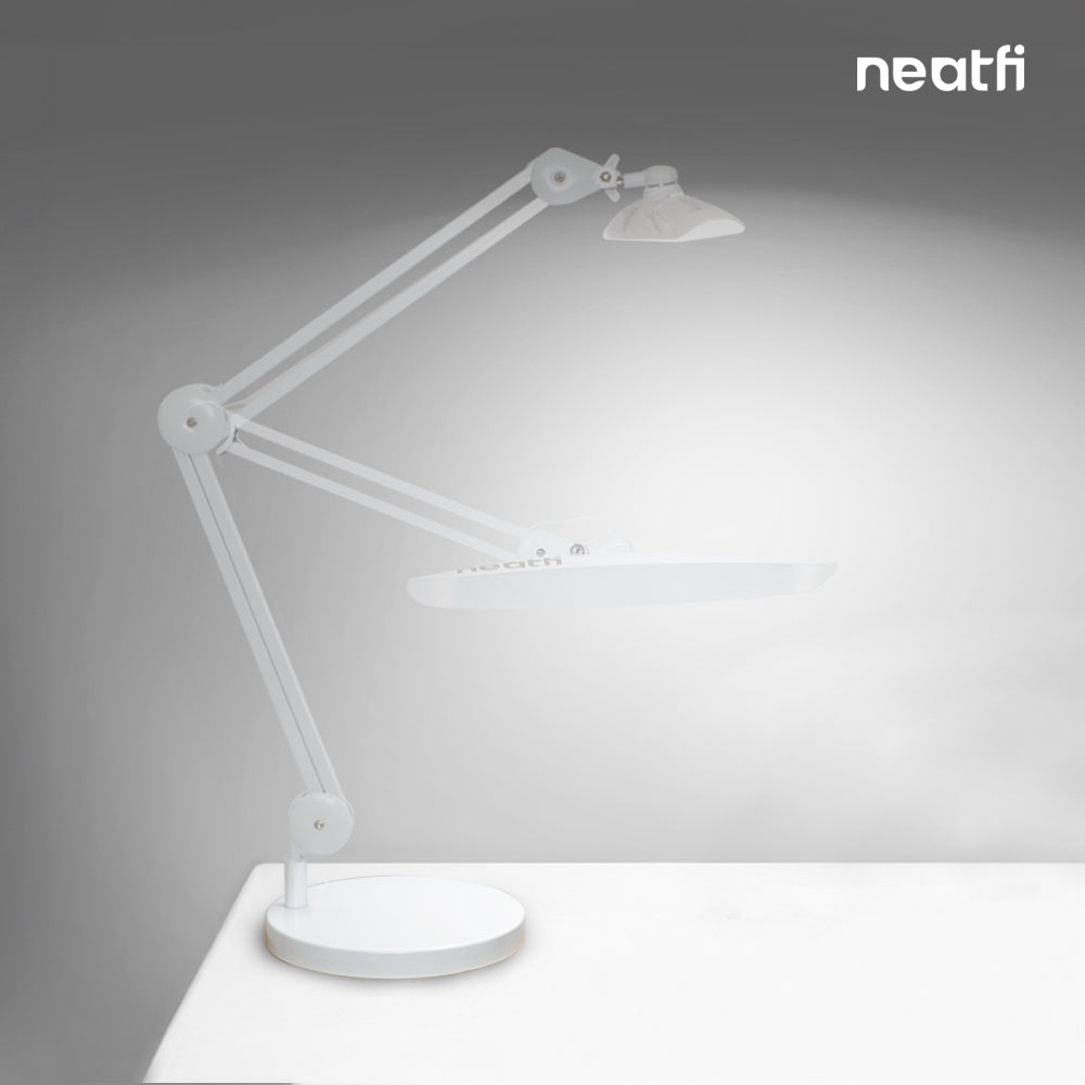 9.84-inch Diameter Round Weighted Base, Compatible with Desk Lamps & Magnifying Lamps – White