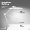 20” Wide Shade XL LED Desk Lamp with Clamp – 2,200 Lumens, Dimmable, Adjustable for Home, Office, Crafts, Nails & Hobbies – White