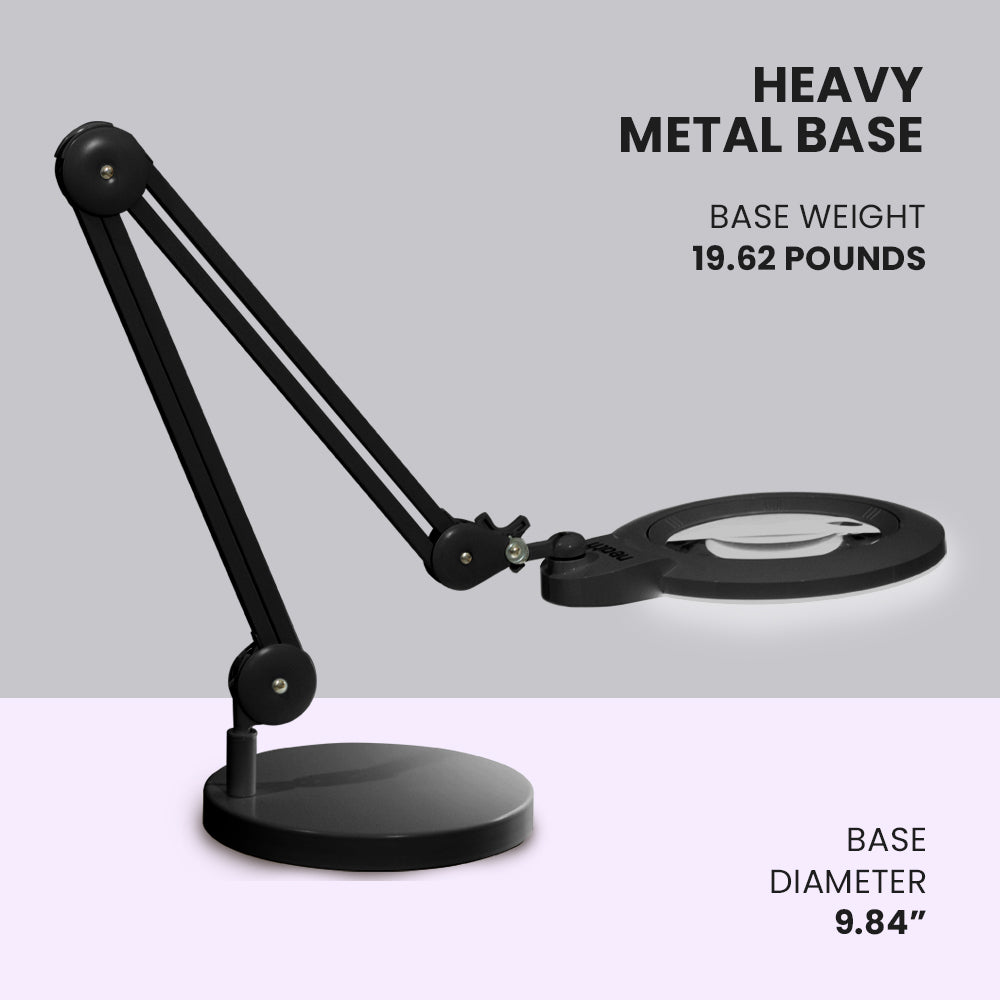 9.84-inch Diameter Round Weighted Base, Compatible with Desk Lamps & Magnifying Lamps – Black