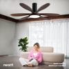 52-inch Retro Ceiling Fan with Light, 3 Solid Wood Blades, 3 Light Modes - Dark Wood