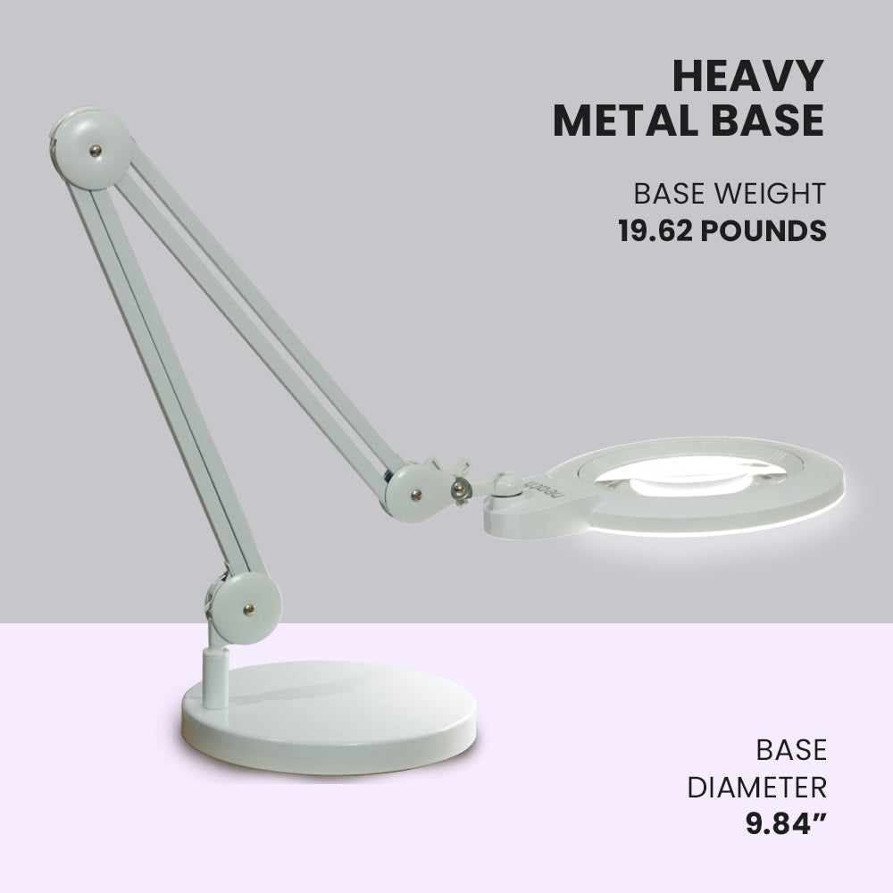 9.84-inch Diameter Round Weighted Base, Compatible with Desk Lamps & Magnifying Lamps – White