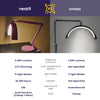 Half Moon Swing Arm Table Lamp with Base, 2500 Lumens & 5 Light Modes, Table Lamp for Nail Art, Facial, Waxing, Threading & Tattoo - Pink