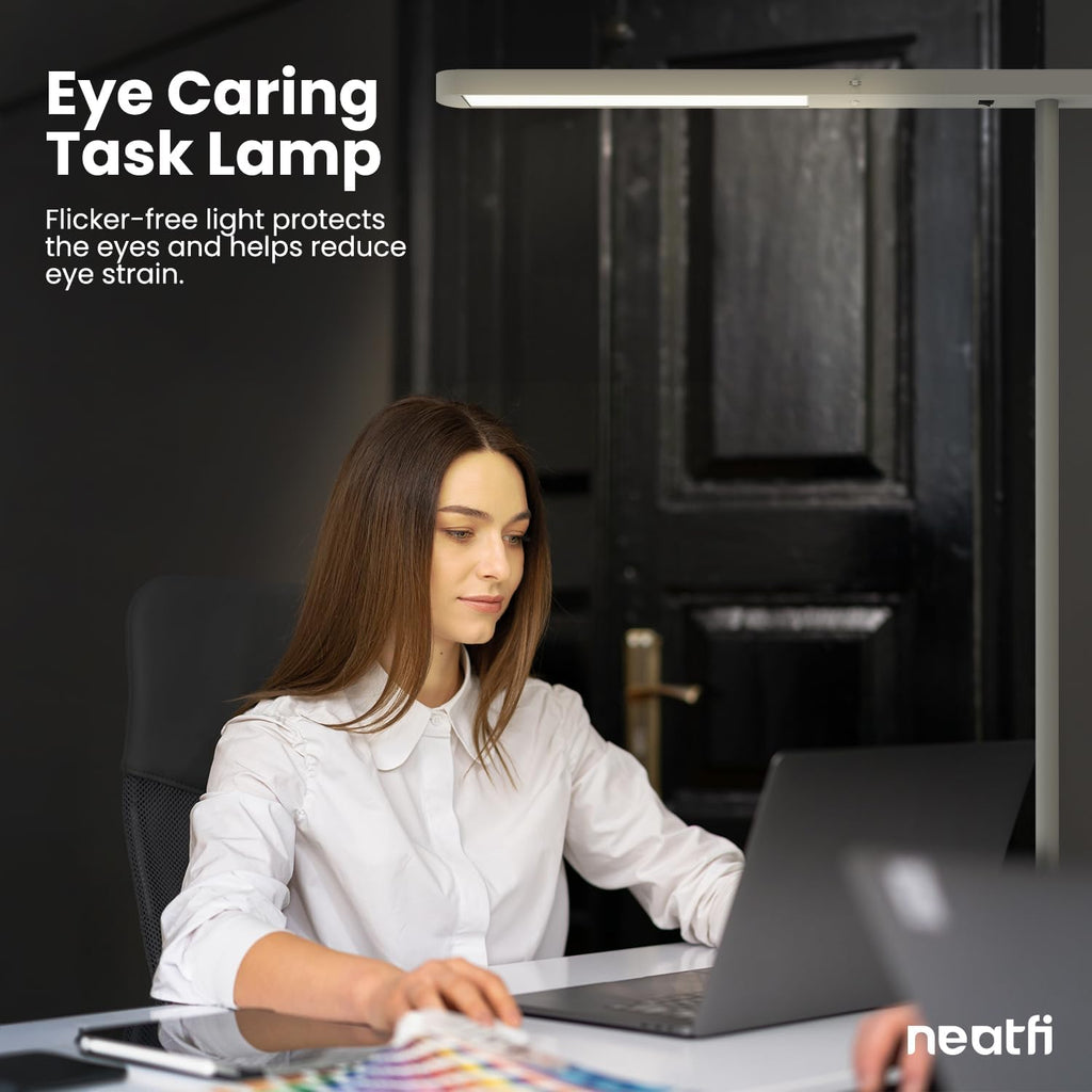 38" Premium LED Desk Lamp, 5200 High-Lumens - Ultrabright Light, Clamp-on, 40W, 4000K Color Temperature, Adjustable Head - Ideal for Home Office and Study - Gray