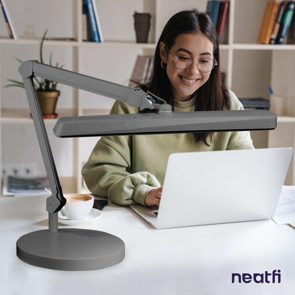 9.84-inch Diameter Round Weighted Base, Compatible with Desk Lamps & Magnifying Lamps – Silver