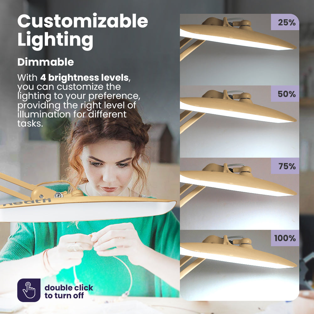 20” LED Desk Lamp with Clamp – Wide Shade XL, 2,200 Lumens, 3 Color Temperature Modes, Dimmable, Adjustable for for Home, Office & Crafts – Gold