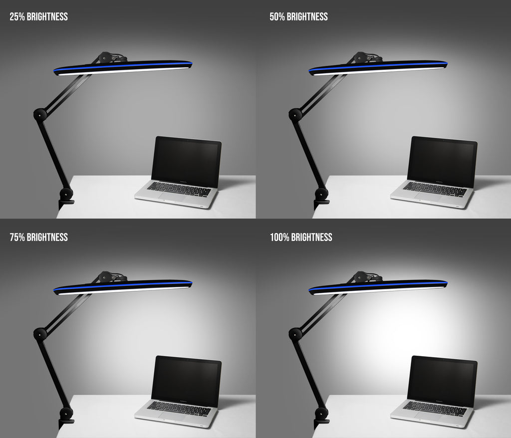 23" Wide Shade XL 2,200 Lumens LED Task Lamp with Clamp, 3 Adjustable Light Modes - Black