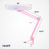 20” Wide Shade XL LED Desk Lamp with Clamp – 2,200 Lumens, Dimmable, Adjustable for Home, Office, Crafts, Nails & Hobbies – Pink
