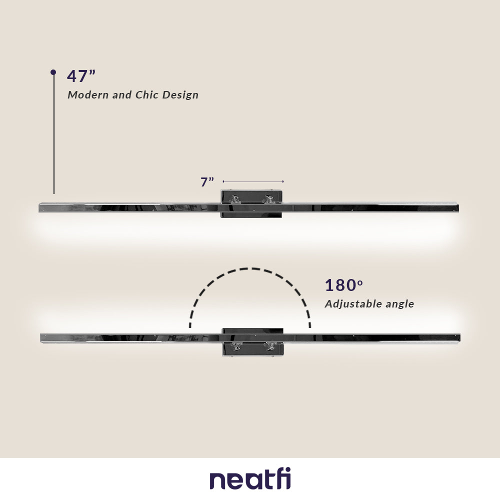47" LED Modern Stainless Steel Vanity Light - Silver