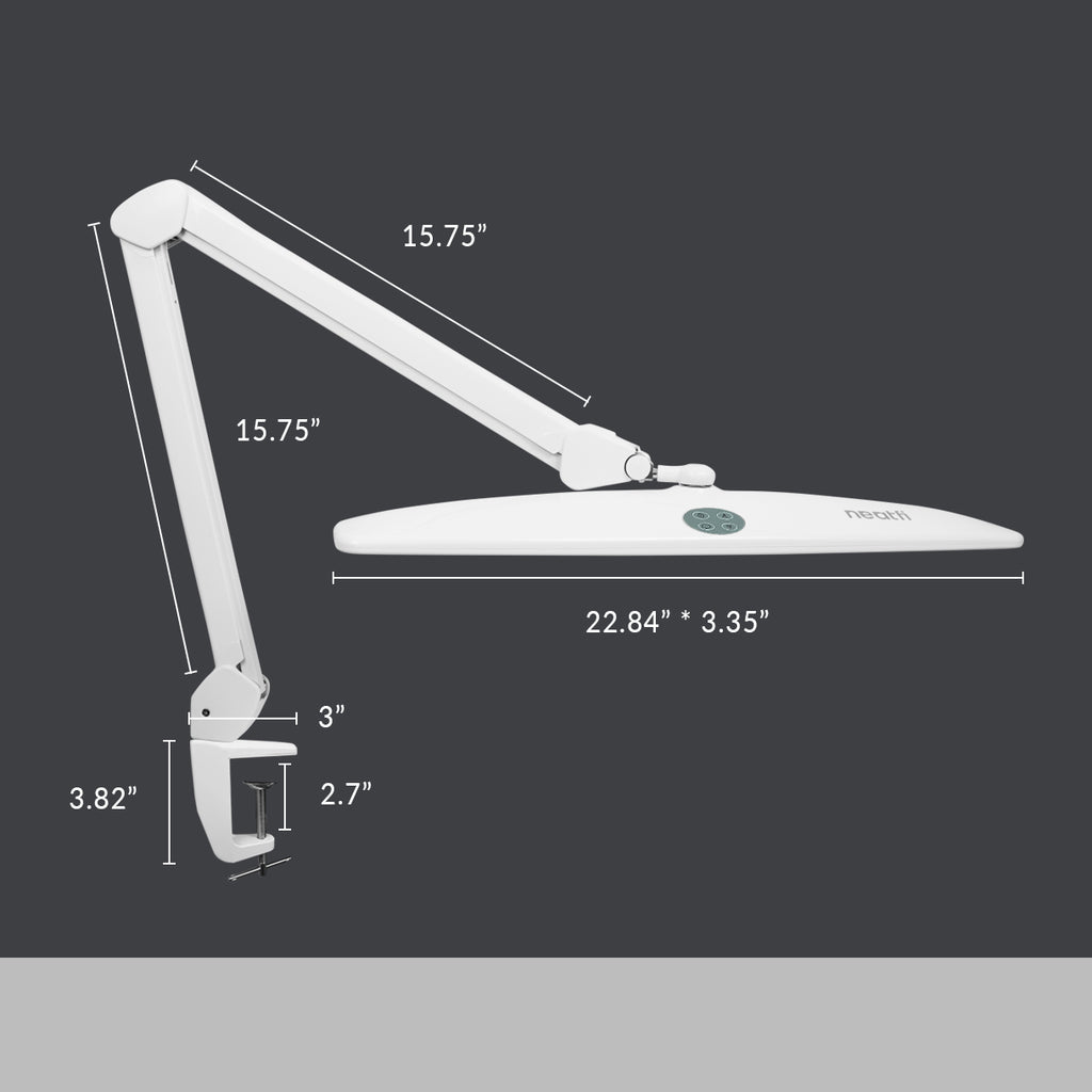 22" Elite HD XL 2,260 Lumens Task Lamp with Clamp, 3 CCT Color Modes - White