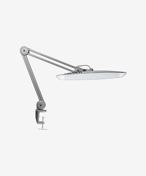 20” LED Desk Lamp with Clamp – Wide Shade XL, 2,200 Lumens, 3 Color Temperature Modes, Dimmable, Adjustable for Home, Office & Crafts – Silver