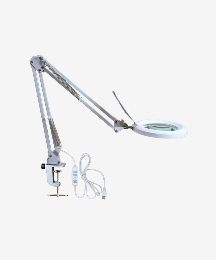 5" Lens LED Magnifying Lamp with Clamp, 5 Diopter Magnification, Adjustable Color Temperature - White
