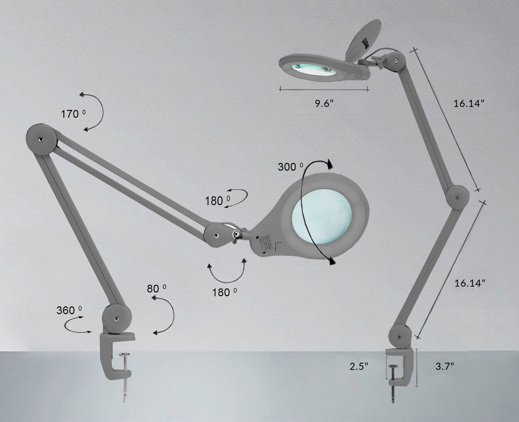 5" Wide Lens Bifocals 1,200 Lumens Super LED Magnifying Lamp - Silver