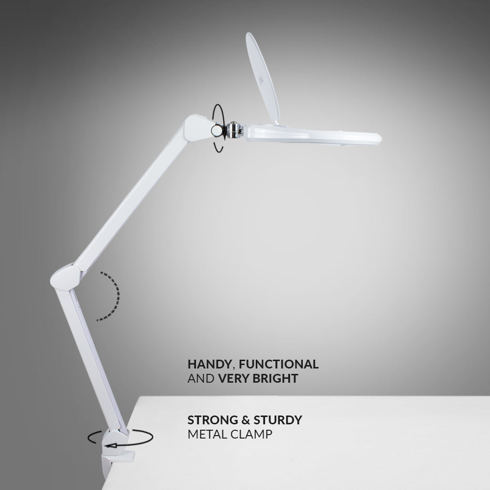 6" Wide Lens Elite HD XL Bifocals Magnifying Lamp  - White