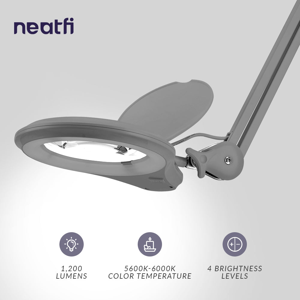 5" Wide Lens Bifocals 1,200 Lumens Super LED Magnifying Lamp - Silver