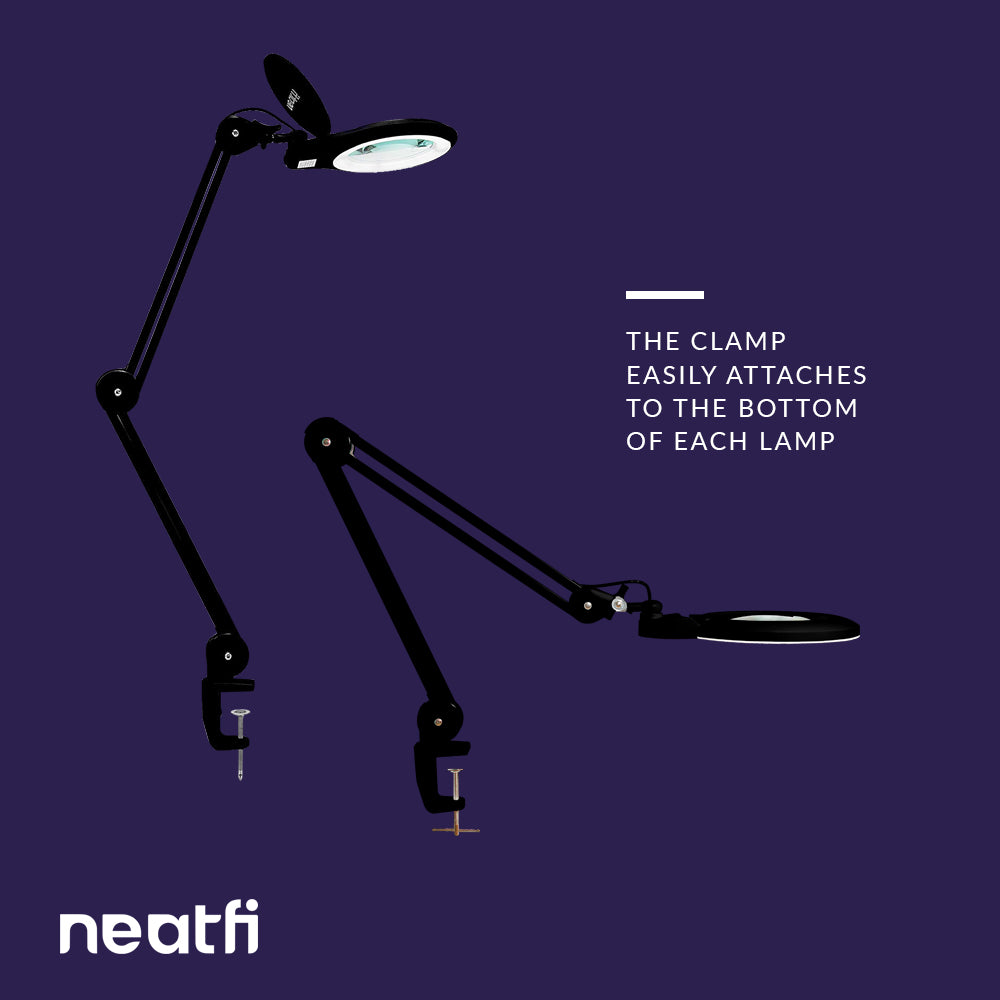 Adjustable Replacement Clamp for LED Desk Lamps & Magnifying Lamps – Black