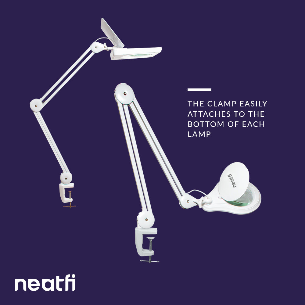 Adjustable Replacement Clamp for LED Desk Lamps & Magnifying Lamps – White