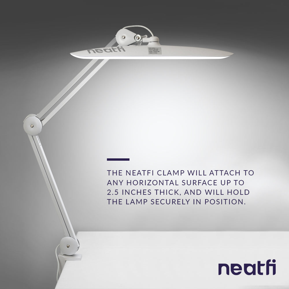 Adjustable Replacement Clamp for LED Desk Lamps & Magnifying Lamps – White