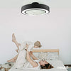 20-Inch Modern Bladeless Ceiling Fans with Lights & Remote Control, 7-PVC Blades, 3-Speed, Flush Mounted Ceiling Fan with 3 Adjustable LED Light Colors for Bedroom, Dining & Living Room - Black