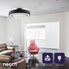 20-Inch Modern Bladeless Ceiling Fans with Lights & Remote Control, 7-PVC Blades, 3-Speed, Flush Mounted Ceiling Fan with 3 Adjustable LED Light Colors for Bedroom, Dining & Living Room - Black
