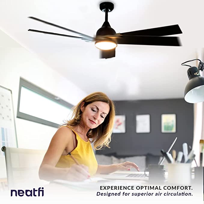 52-inch Nordic Reversible Ceiling Fan with Light - Black