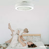 20-Inch Modern Bladeless Ceiling Fans with Lights & Remote Control, 7-PVC Blades, 3-Speed, Flush Mounted Ceiling Fan with 3 Adjustable LED Light Colors for Bedroom, Dining & Living Room - White