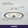47-cm Bladeless Ceiling Fan with LED Light - White