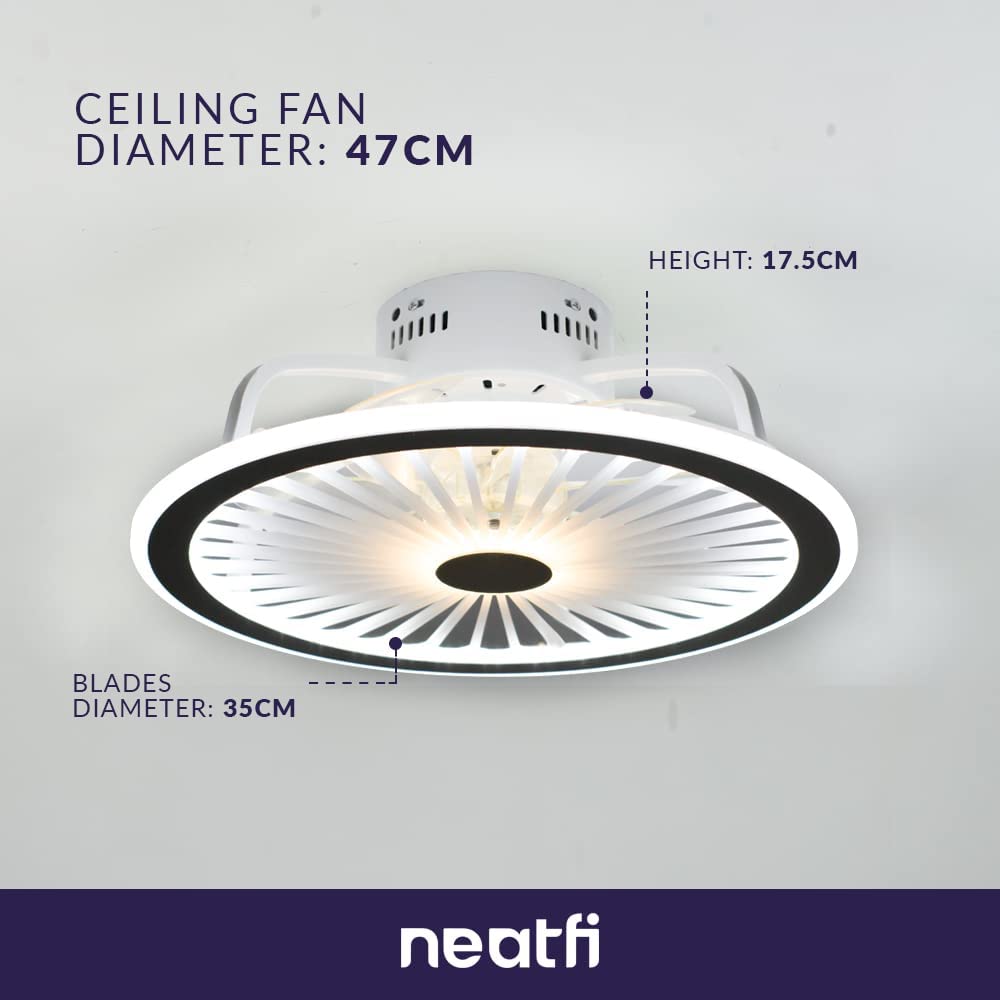 47-cm Bladeless Ceiling Fan with LED Light - White