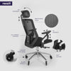 Zen Office Chair 4D Armrests, 2D Headrest, Lumbar Support and Seat Sliding, High Back Mesh Chair with Nylon Back Frame (Black)