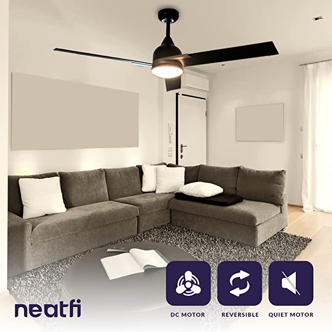 52-inch Nordic Reversible Ceiling Fan with Light - Black