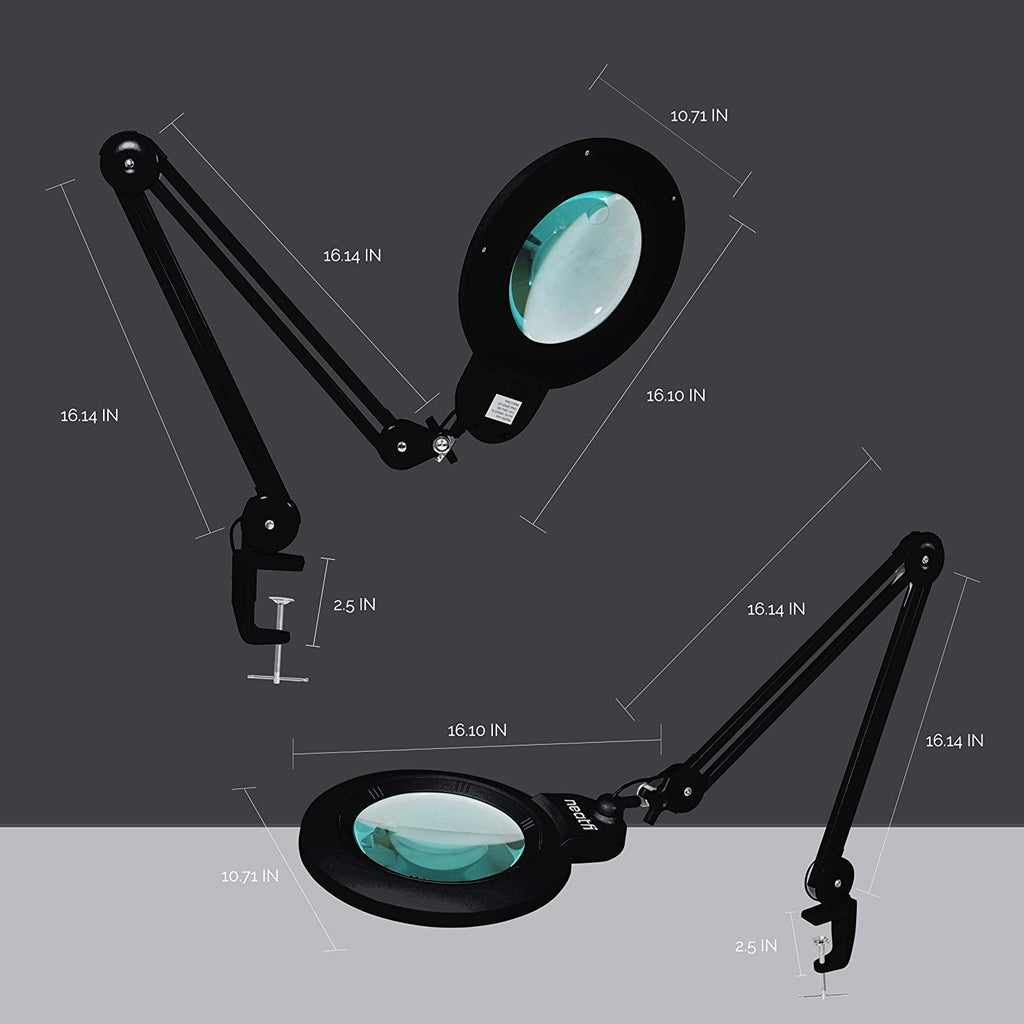 7" Wide Lens XL Bifocals 1,600 Lumens Super LED Magnifier Lamp - Black
