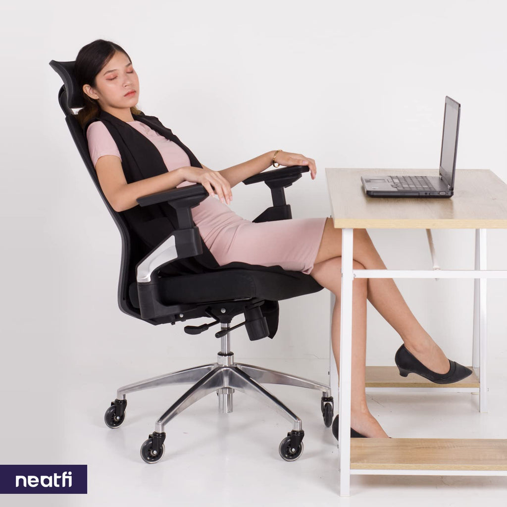 Zen Office Chair 4D Armrests, 2D Headrest, Lumbar Support and Seat Sliding, High Back Mesh Chair with Nylon Back Frame (Black)