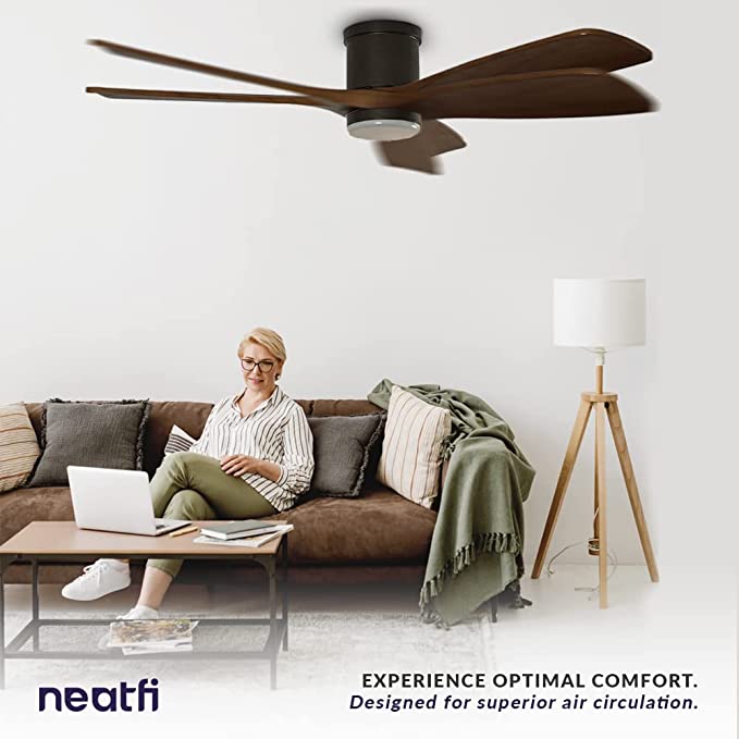 52-inch Nordic Reversible Ceiling Fan with LED Light - Dark Wood