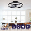 50CM Ceiling Fan with LED Light, 6 Speed Remote Control, 3 Changeable Light Colors, Flush Mount - Black
