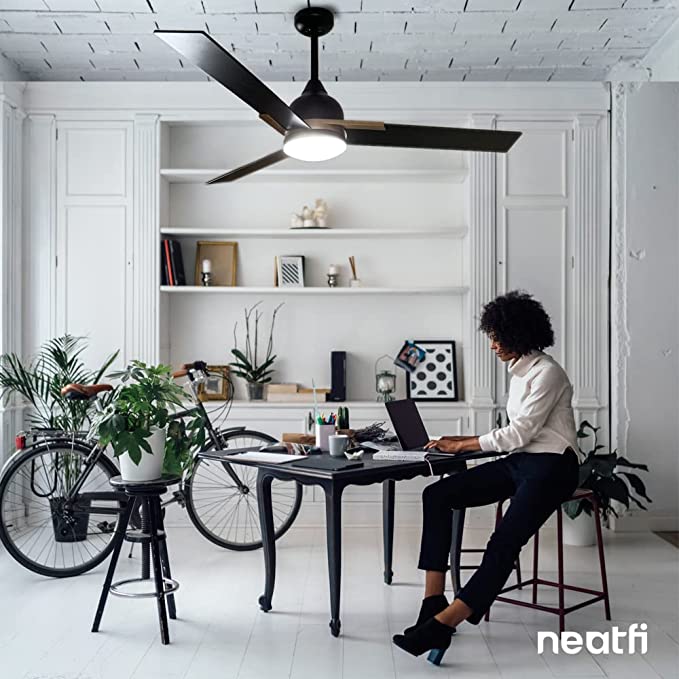 52-inch Nordic Reversible Ceiling Fan with Light - Black