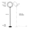77" Modern Ring Floor Lamp with 3 Way Dimmable LED Floor Light