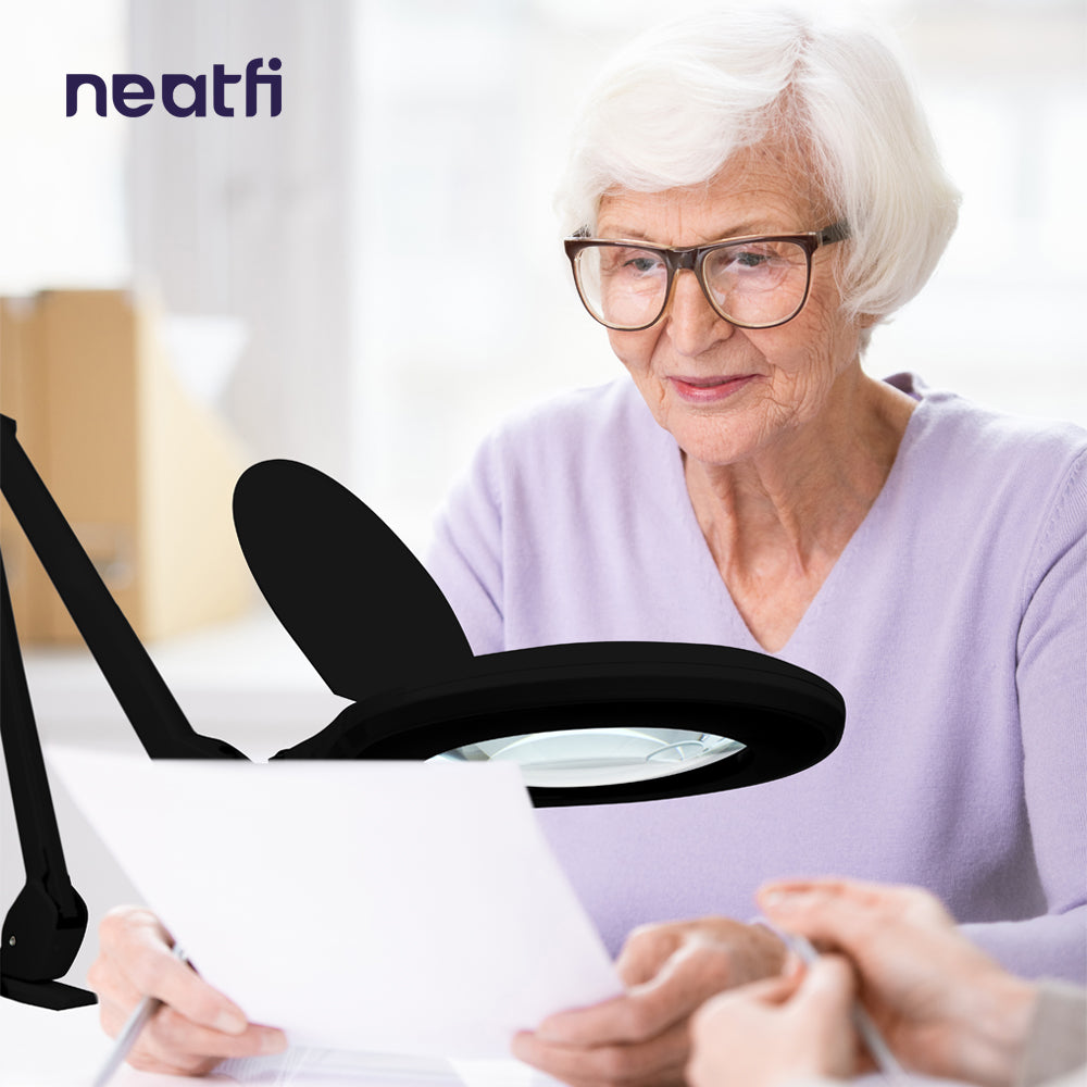 6" Wide Lens Elite HD XL Bifocals Magnifying Lamp  - Black