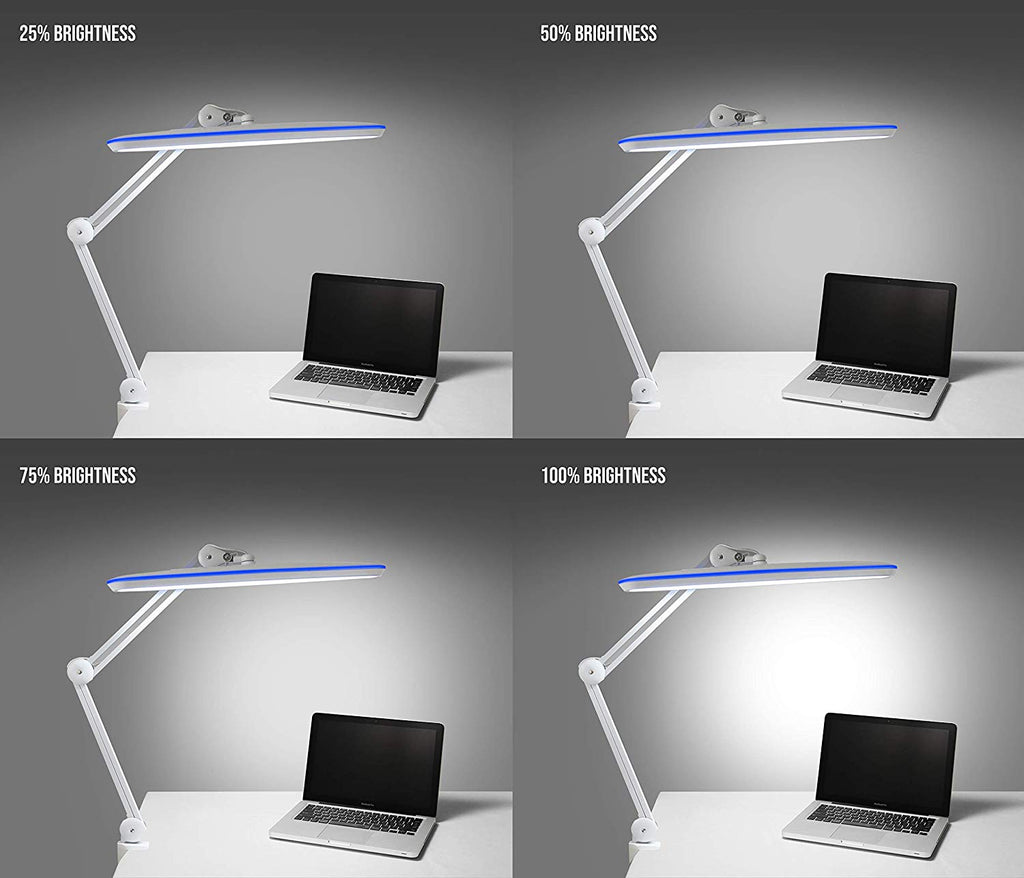 23” Wide Shade XL LED Desk Lamp with Clamp – 2,200 Lumens, Dimmable, Adjustable for Home, Office, Crafts, Nails & Hobbies – White