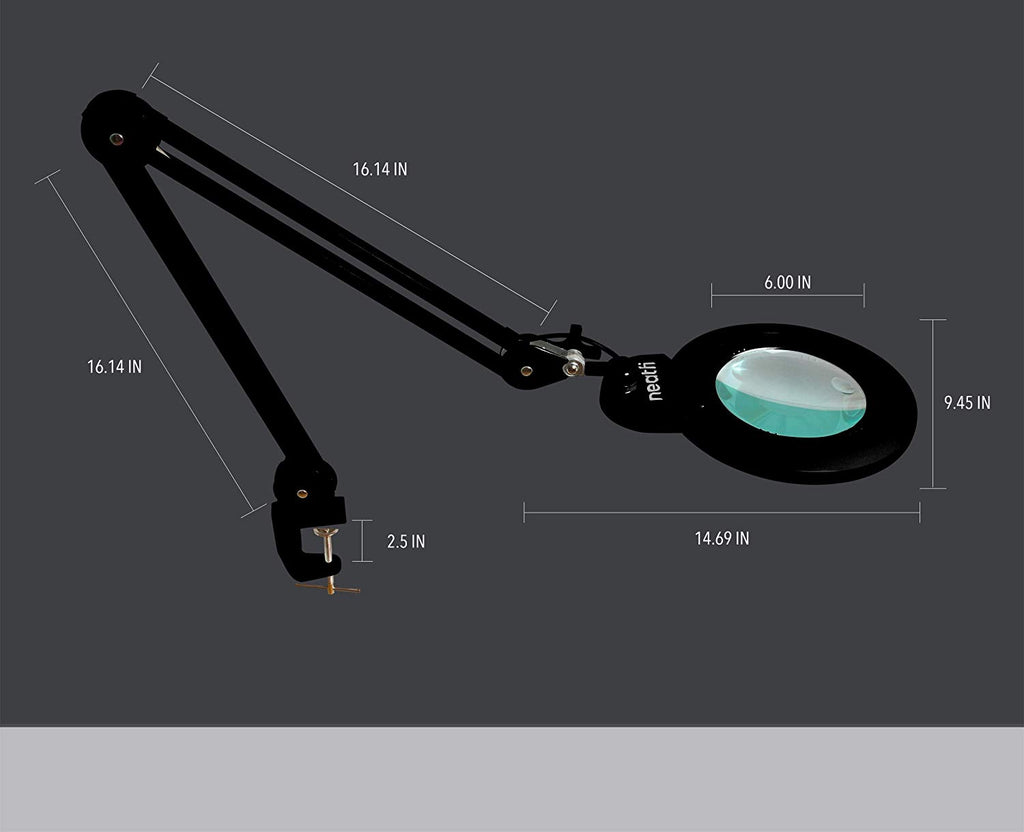 6" Wide Lens XL Bifocals 1,200 Lumens Super LED Magnifying Lamp - Black