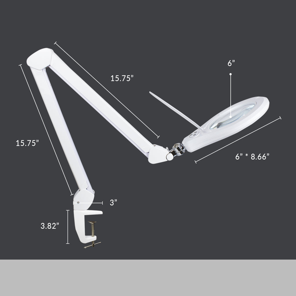 6" Wide Lens Elite HD XL Bifocals Magnifying Lamp  - White