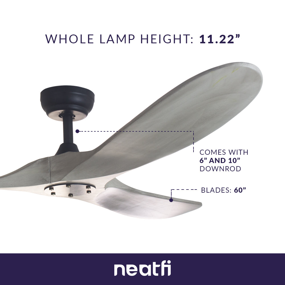 152CM DC Motor Reversible Ceiling Fan - Gray